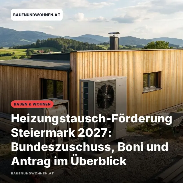 Share-Card fuer Heizungstausch-Förderung Steiermark 2027: Bundeszuschuss, Boni und Antrag im Überblick